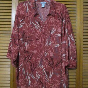 Catherines top button down terra-cotta color 3/4 sleeves size 2x